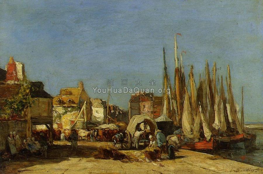 Honfleur, the Quarantine Dock and the Cattle Market - 尤金·布丹